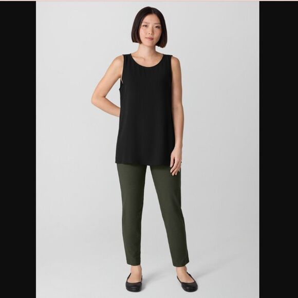 Eileen Fisher Slim Fit Washable Stretch Crepe Ankle Pants Olive Green Size S - Picture 14 of 14